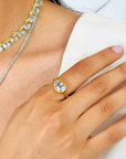 Twyla Aquamarine Gold Plated Silver 925 Ring