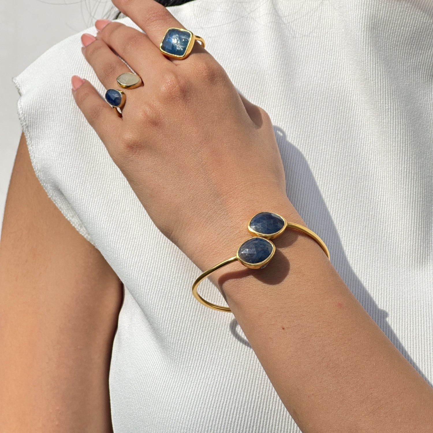 Sally Sapphire 18K Gold Plated Silver Bangle