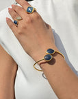 Sally Sapphire 18K Gold Plated Silver Bangle