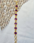 Purp Amethyst Citrine 18K Gold Plated Silver 925 Bracelet