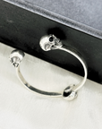 Three Skull Silver 925 Men's Cuff Bracelet