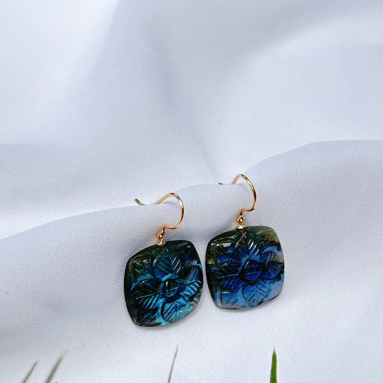 Labradorite 18K Gold Earrings