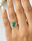 Lotus shape Emerald & Diamond 18K Gold Ring