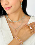 Shriyle Colorstone Gold Plated Silver 925 Necklace