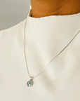 Aquamarine Flower 18K White Gold Pendant