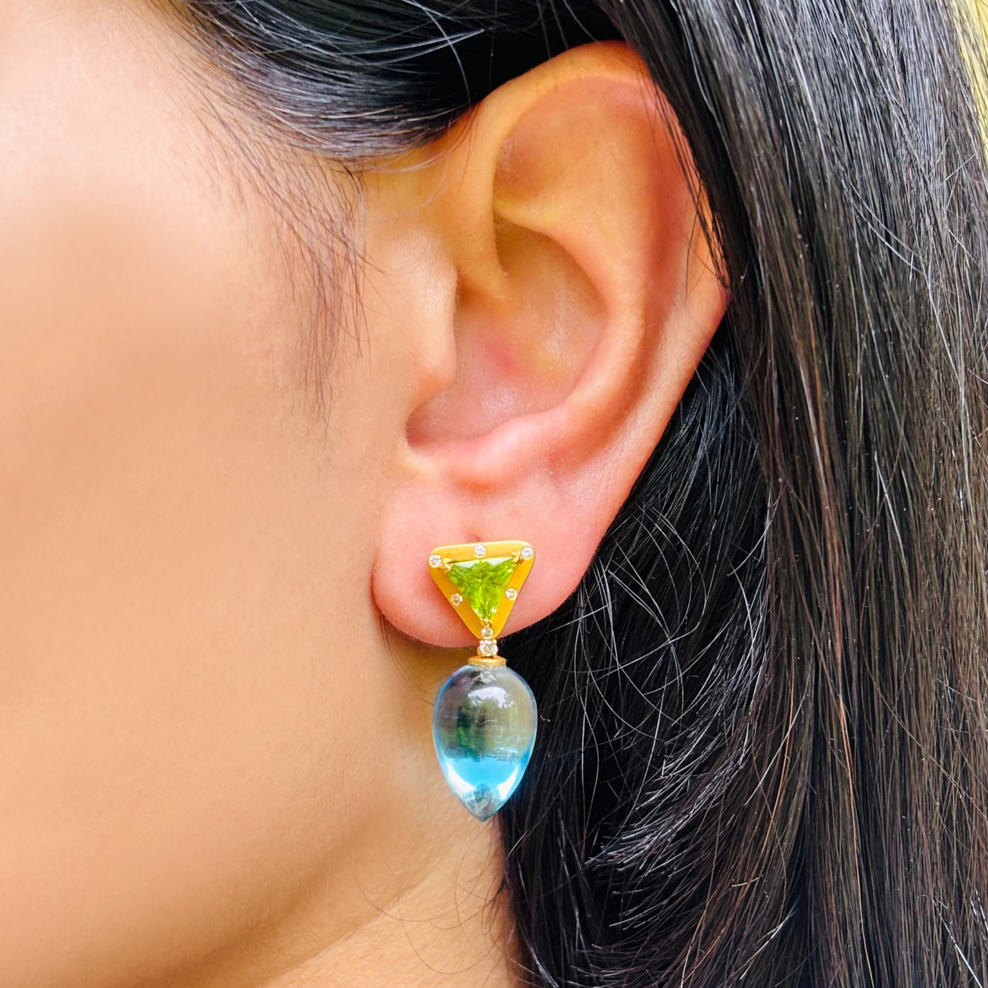 Sena Blue Topaz and Peridot Earrings
