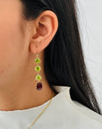 Garnet & Peridot 18K Gold Earrings