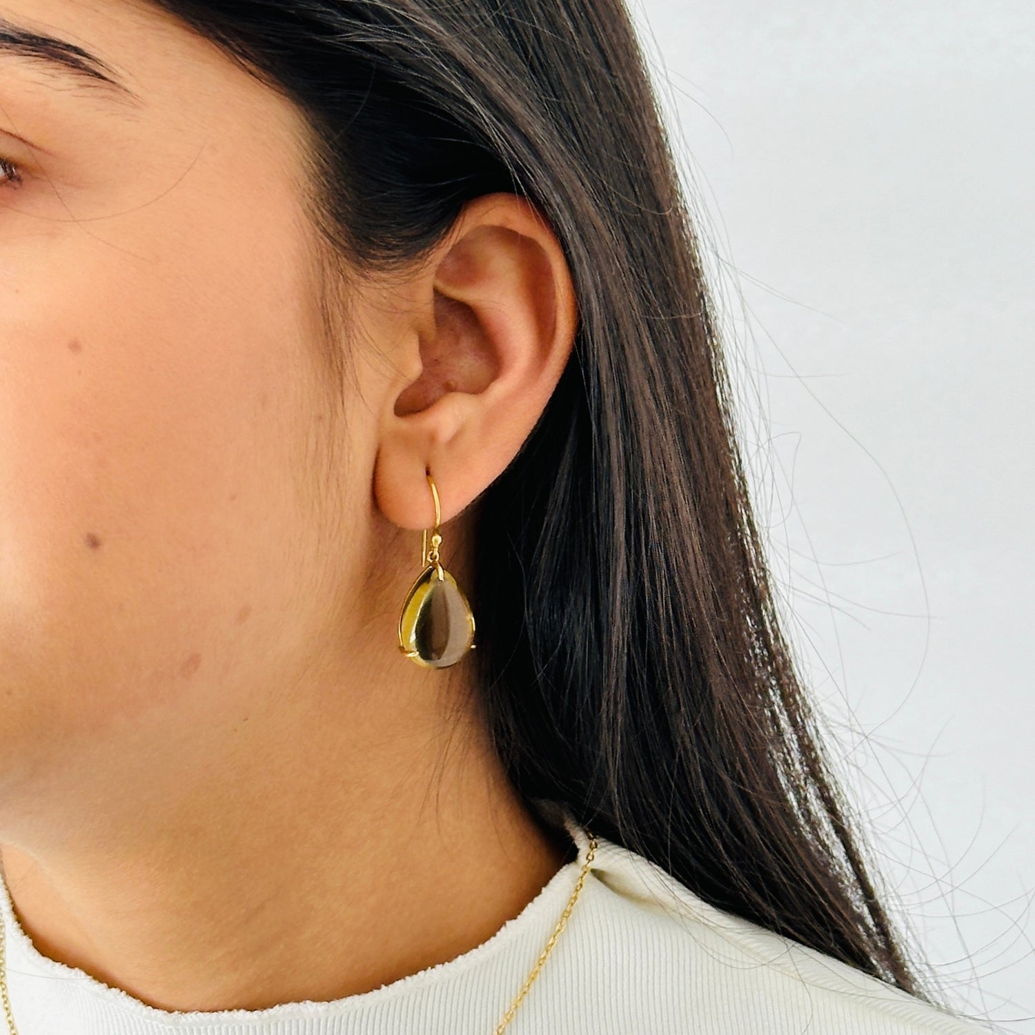 Smokey Quartz 18K Gold Earrings