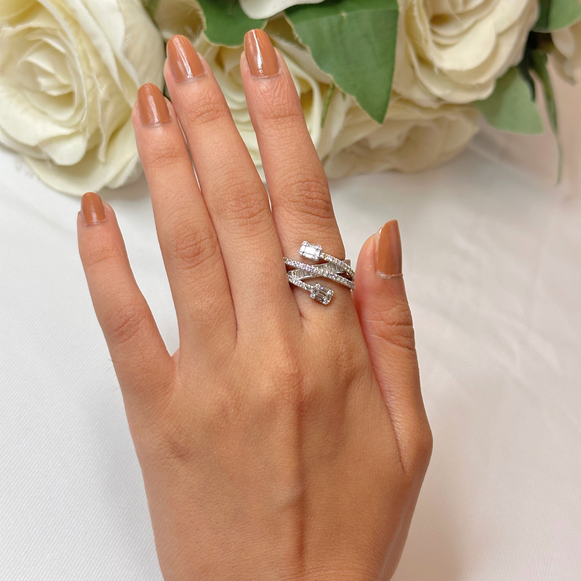 Crossover Diamond Ring