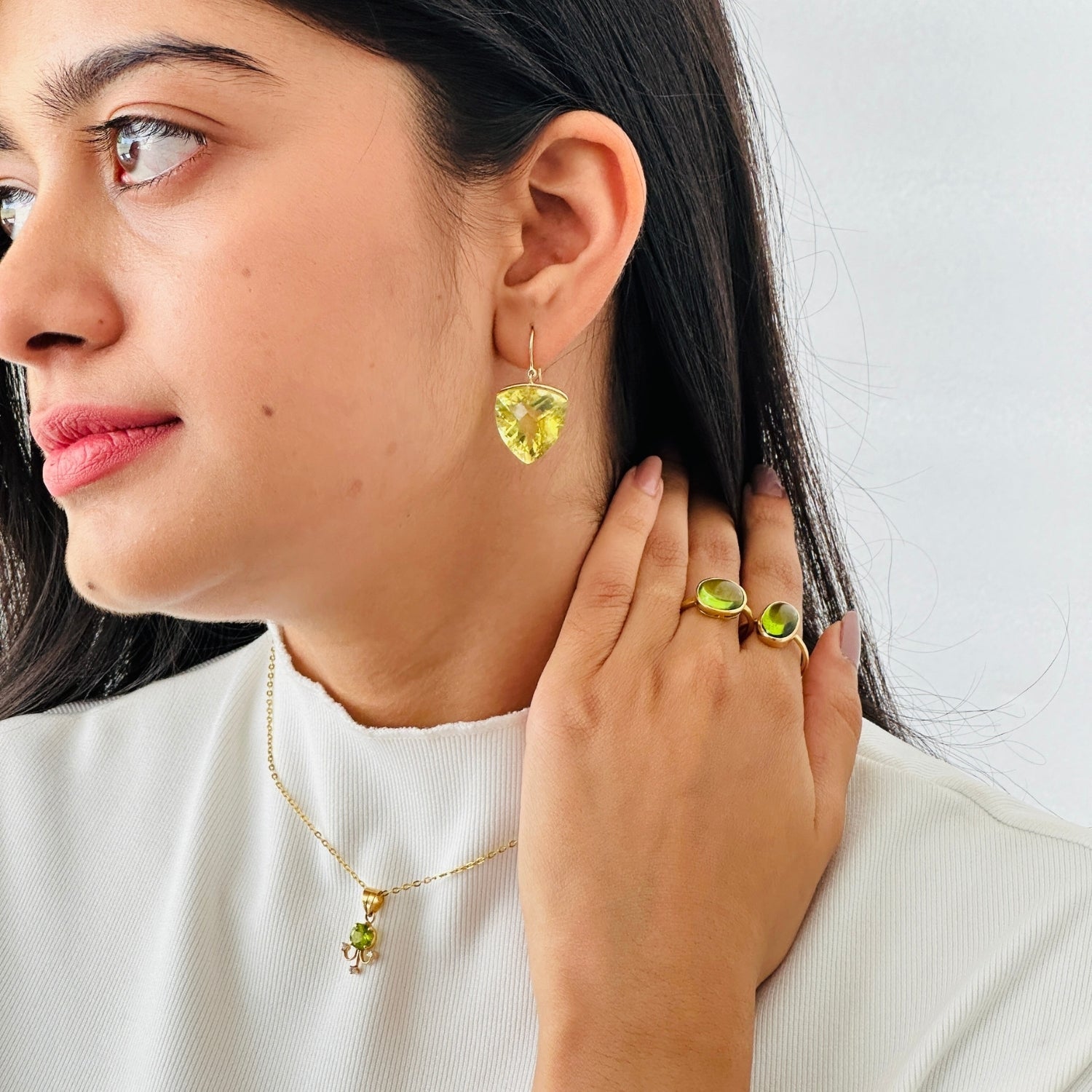 Lemon Quartz 18K Gold Earrings