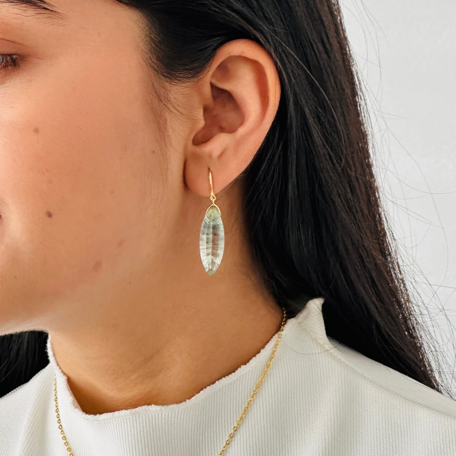 Green Amethyst 18K Gold Earrings