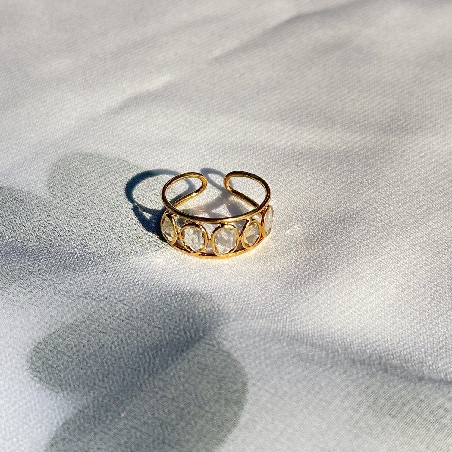 White Sapphire 18K Gold Ring