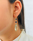 Green Amethyst & Sapphire 18K Gold Earrings