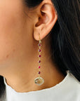 Green Amethyst & Tourmaline 18K Gold Earrings