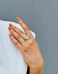 Aquamarine & Emerald 18K White Gold Ring