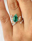 Lotus shape Emerald & Diamond 18K Gold Ring