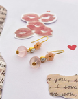 Blake Rose Quartz & Pearl 18K Gold Plated Silver 925 Love Earrings