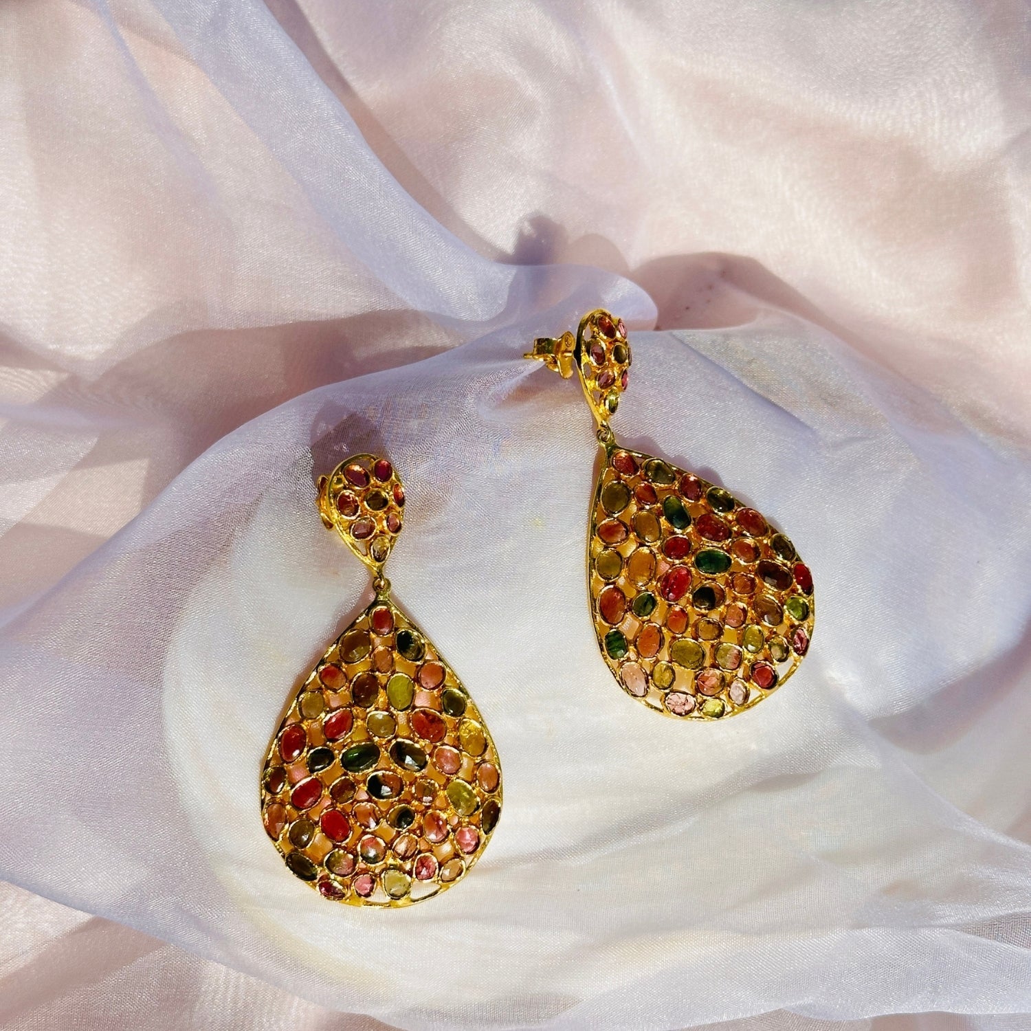 Alma Tourmaline 18K Gold Plated Silver 925 Earrings