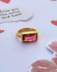 Celeste Tourmaline Gold Plated Silver 925 Love Ring