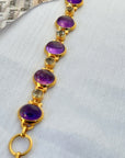 Purp Amethyst Citrine 18K Gold Plated Silver 925 Bracelet