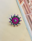 Festive Pink Enamel Silver 925 Ring