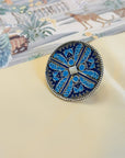Festive Blue Enamel Silver 925 Ring