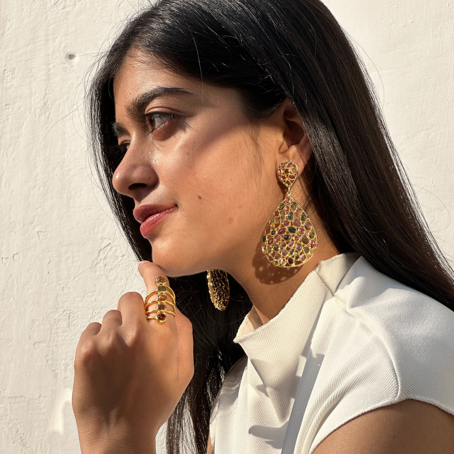 Tourmaline 18K Gold Plated Silver 925 gemstone Earrings