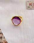 Amethyst Love Ring in Gold Plated Silver 925