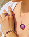 Amethyst Gold Plated Silver 925 Love Ring