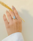 Ovalish stylish everyday wear 18K Gold Plated Aquamarine Silver 925 Ring