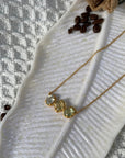 Gemstone qua Three Stone 18 K Gold Plated Silver Necklace