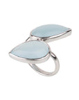 Handmade Two Drop Aquamarine Ring | Sterling Silver Statement Ring
