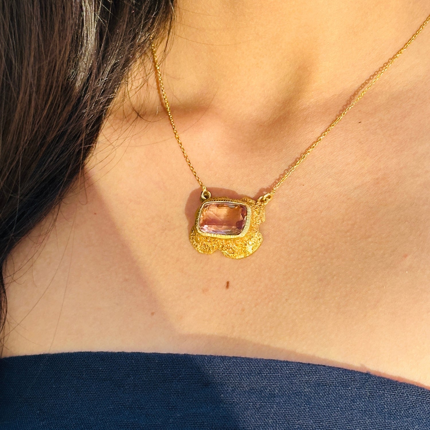 Ellis Amethyst 18K Gold Plated Silver 925 Love Necklace