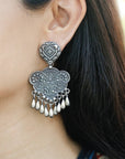 silver earrings, oxidized earrings, sterling silver earirngs, buy earrings online, traditional earrings, buy silver earrings, festive earrings, heavy earrings, big earrings