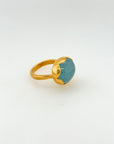 Bold Aquamarine Statement Ring Gold Finish