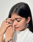 Gemstone Sapphire and Ruby 18K Gold Plated Silver Earrings