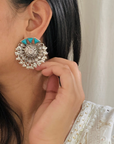 Round Silver 925 Festive with Pearls Earrings