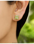 buy silver earrings, sterling silver earrings, buy peridot earrings, peridot jewelry, green earrings, peridot studs, green studs, silver studs
Flower Peridot & Zircon Silver 925 Studs