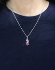 ruby pendant, sterling silver pendant, buy ruby pendant, ruby jewelry, ruby & diamond pendant, diamond pendant, flower pendant
Ruby & Diamond 925 silver flower pendant