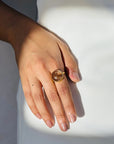 Earthly Rutile Quartz 18k Gold Plated Silver 925 Ring, gemstone ring