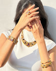 Gemstone Colorstone 18K Gold Plated Silver Necklace