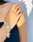 Gemstone Aquamarine Silver 925 Ring, pink and green coloured ring