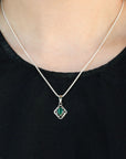 Emerald pendant, silver emerald pendant, emerald silver pendant, green pendant, green silver pendant, silver green pendant, silver pendant, sterling silver pendant
Flower Emerald and Silver 925 Pendant