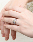 Multi color geometric gemstone sterling silver ring