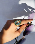 Gemstone Green Amethyst 18k Gold Plated Silver 925 Ring
