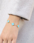 Contemporary Modern style Stackable 18K Gold Plated Silver 925 Turquoise Bracelet