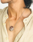 Jasper & Turquoise Double Sided Silver 925 Men's Pendant Necklace