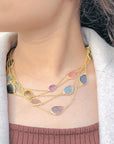 Layered chain stylish gemstone Colorstone 18K Gold Plated Silver 925 Necklace