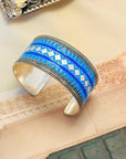 Festive Enamel Silver 925 Cuff Bangle