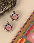 Kundan Kala Handpainted Miniature Art Silver 925 Studs